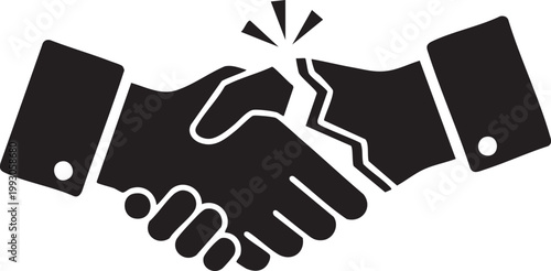 Handshake breaking icon representing failed deal or broken trust