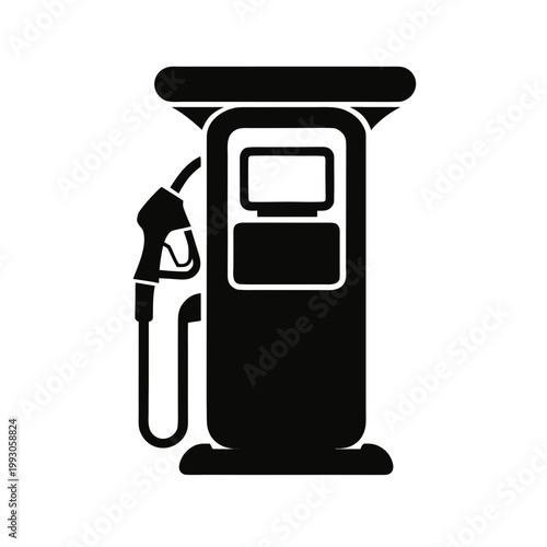 Gas pump icon, fuel station sign, petrol pump symbol, black vector graphic