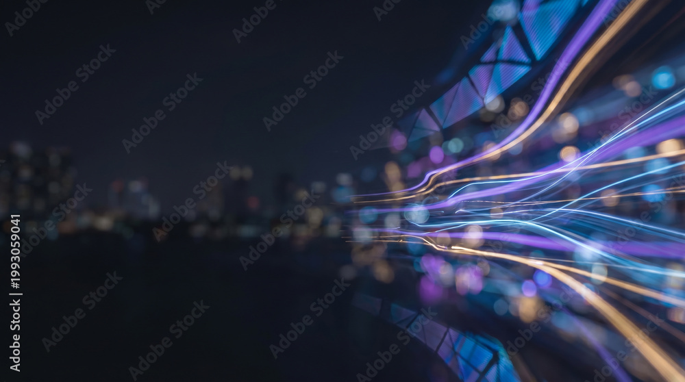 Obraz premium Neural Connections and Data Flow in 3D Space, Artificial Intelligence Visual