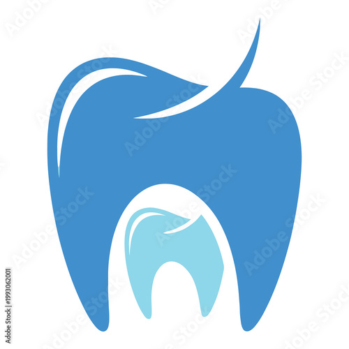 Blue tooth icon with a root canal dental symbol illustration icon