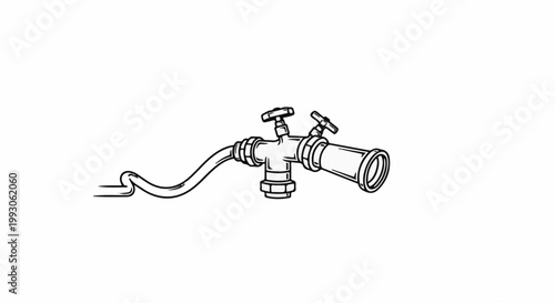 A black and white line drawing of a fire hose nozzle with two control valves