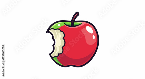 A red apple with a bite taken out of its side