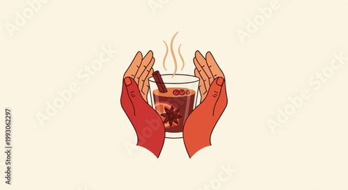 Warm, spiced beverage cupped gently in two hands