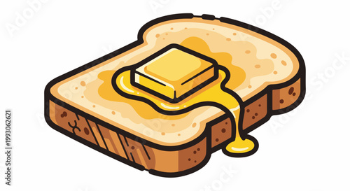 Toasted bread with a melting pat of butter dripping down the sides