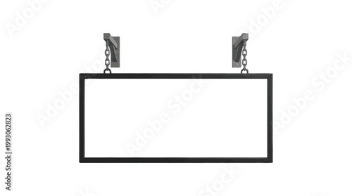 Simple Rectangular Wall Mounted Sign Board Blank White Background