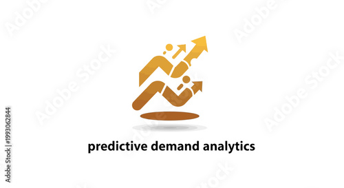 Abstract illustration of upward trending arrows and data analytics.