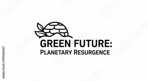 A turtle shell silhouette with leaves above text about planetary resurgence