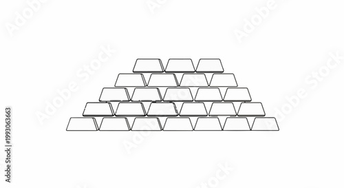Stacked gold bars, a financial symbol, presented in a simplified line art style