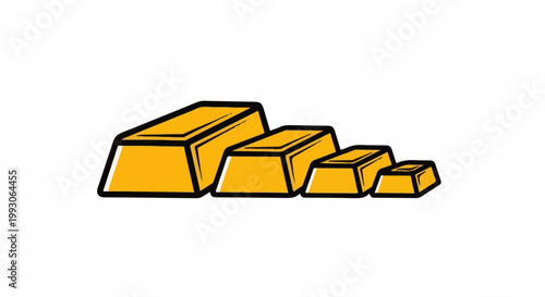 Stack of four shiny gold bars of decreasing size