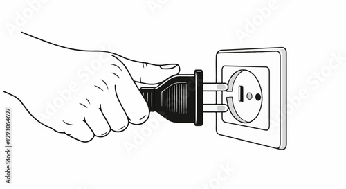 Hand inserting an electrical plug into a wall socket