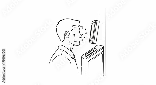 Person's face is scanned by technology