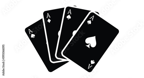 A fan of four playing cards is displayed showcasing the ace of diamonds spades hearts and clubs