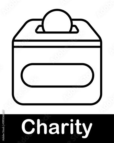 Donation box line icon representing charity contribution, fundraising and giving concept in minimal outline vector style