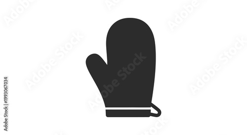 A simple black oven mitt icon a kitchen tool in stark silhouette