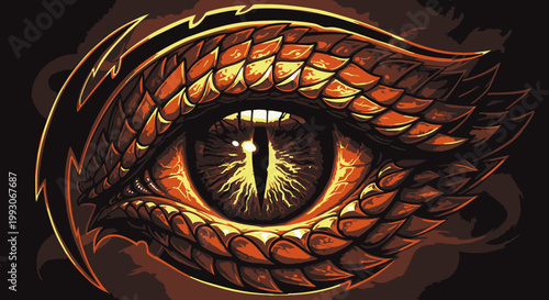 Fiery Dragon Eye Illustration - Intense Reptilian Gaze