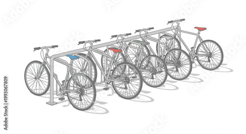 Secure Bicycle Parking Rack with Multiple Bikes Outdoors