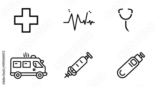 Fotografija Health Symbols Collection: An array of essential health symbols, each a cornerstone of care and well-being