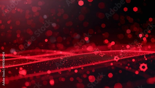 Red abstract romantic background with glowing bubbles hearts circles and festive love pattern design wallpaper