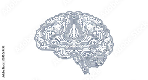 Digital Brain Circuitry, Artificial Intelligence Concept