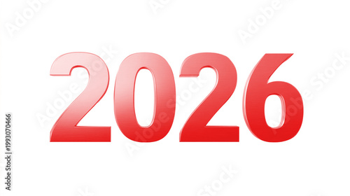 2026 Red Bold Numbers Graphic For New Year, Future Planning, Celebration And Business Forecasts