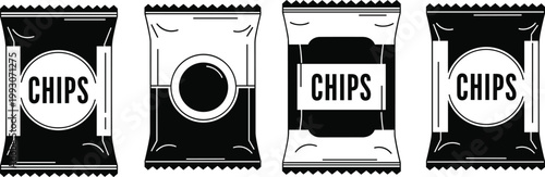 Professional Silhouette Collection of Potato Chip Snack Bags and Packaging IconsProfessional Silhouette Collection of Potato Chip Snack Bags and Packaging Icons