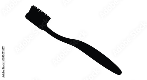 A black silhouette of a toothbrush angled diagonally against a white background silhouette