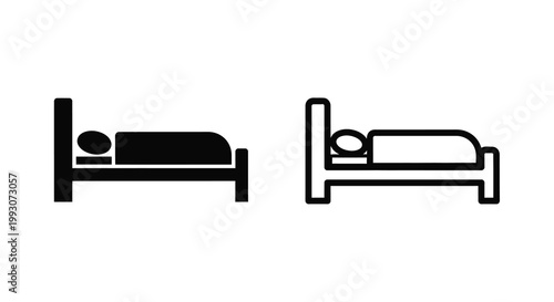Two bed icons one filled and one outlined in a simple silhouette