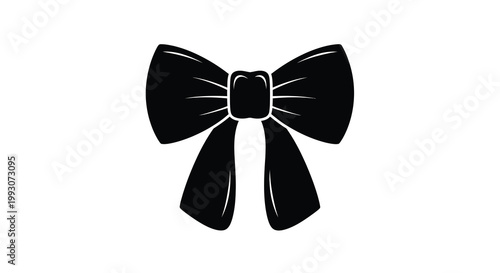 A stark black silhouette depicts a classic bow tie positioned centrally on a plain white background high quality