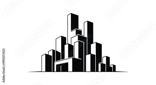 A stark black cityscape rises dramatically against a bright white background silhouette