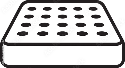 A perforated rectangular container with evenly spaced circular holes on its top surface