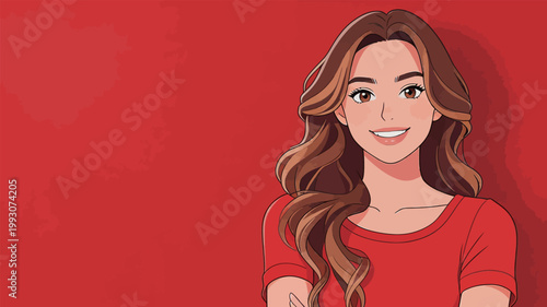 Portrait of Smiling Woman with Long Hair