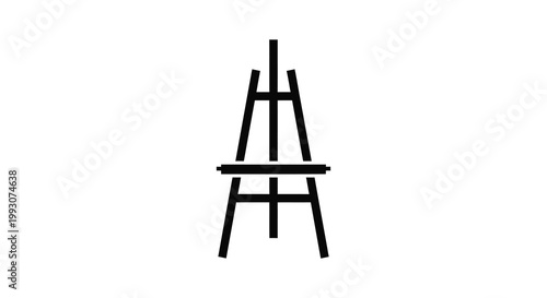 Minimalist depiction of an artist s easel stark black against a white background silhouette