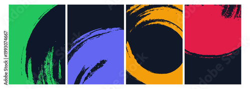 Abstract trendy universal artistic template. Design for cover, invitation, banner, placard, brochure, poster, card, flyer and other Vector illustration with bold multicolor brushstroke panels