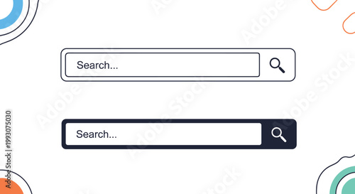 web design search bar elements presented in both a light outlined version and a dark solid version for user interfaces.