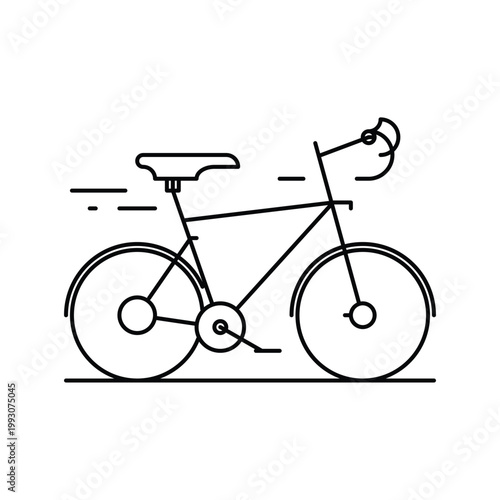 Road bicycle line icon for cycling sports, fitness exercise, eco-friendly transportation, and outdoor adventure racing activities