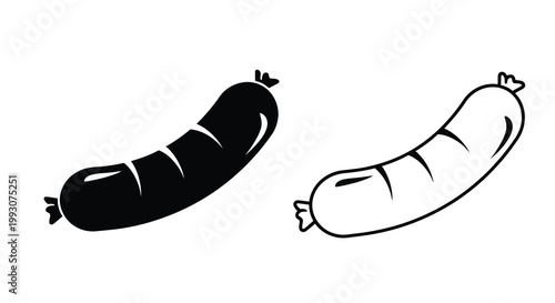 Two sausages shown in contrasting styles a bold silhouette