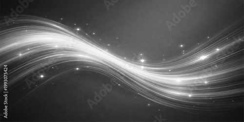 Abstract, flowing lines of light gracefully sweep across a dark canvas, creating a mesmerizing visual experience. Evoking a sense of dynamic energy and fluid motion. 