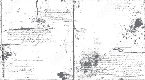 Distressed vintage handwritten document with ink blots and smudges on aged paper grunge texture
