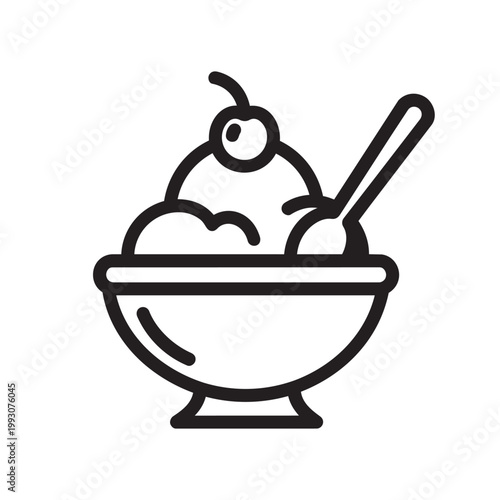 Outline dessert ice cream in a dish icon