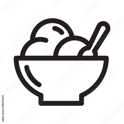 Outline dessert ice cream in a dish icon