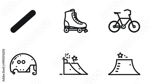 Iconic Sports and Leisure: A curated selection of sports and leisure icons, perfectly illustrating the essence of outdoor activities. Capturing the dynamic energy and inviting spirit of recreation. 