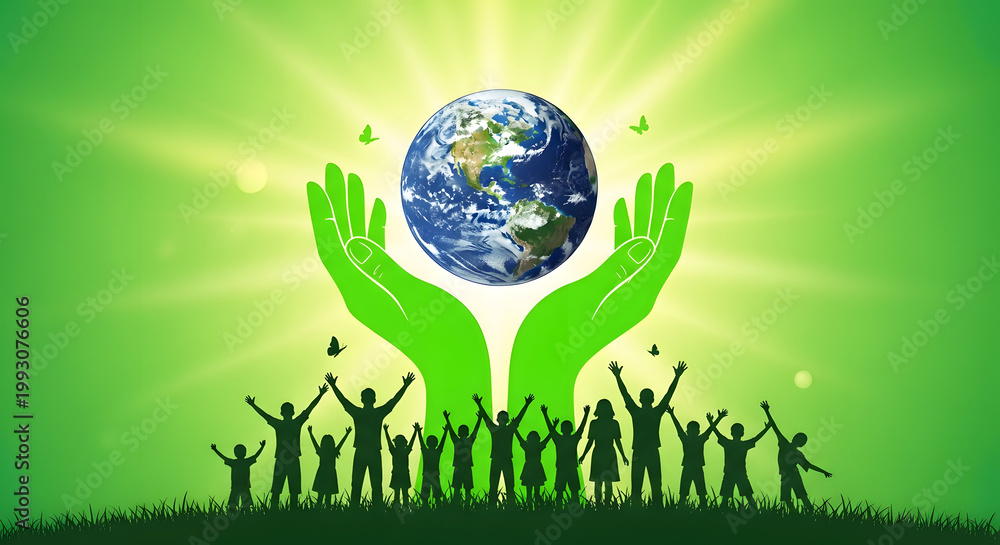 Naklejka premium Protecting our planet a symbol of global unity and environmental stewardship