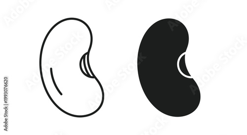 Pair of kidney bean icons representing healthy legumes are shown in matching outline and solid black filled designs.