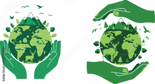 Protecting our planet hands nurturing a thriving earth ecosystem