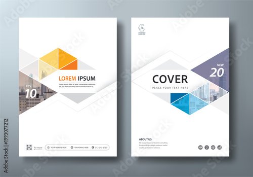 Blue and Orange Annual report brochure flyer design template vector, Leaflet presentation, book cover, layout in A4 size