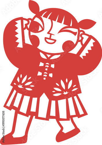 Traditional papercut girl
