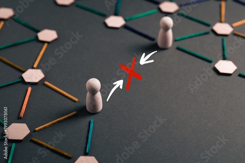 Fotografie Communication failure between networks with blocked connection and error signal