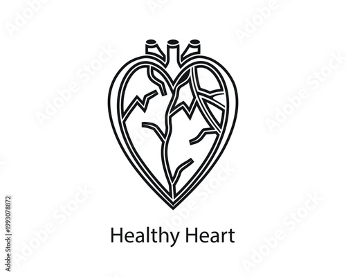 Healthy Heart Cardiovascular Wellness Line Icon
