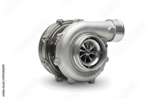 Automotive Turbocharger Isolated on White Background Engine Component