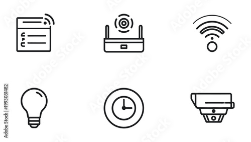 Smart Home Icons: A sleek collection of minimalist icons representing modern home automation technology.